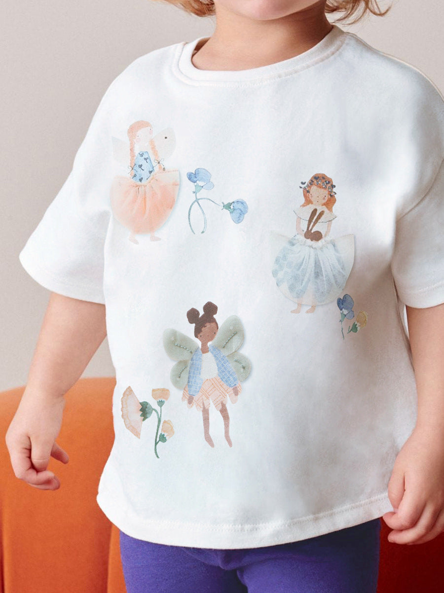 Summer Baby Kids Princess Cartoon Pattern T-shirt and Shorts 2-Piece