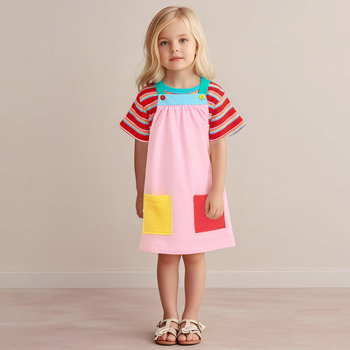 Arrival Summer Baby Girls Short Sleeves Simple Striped Top and Color