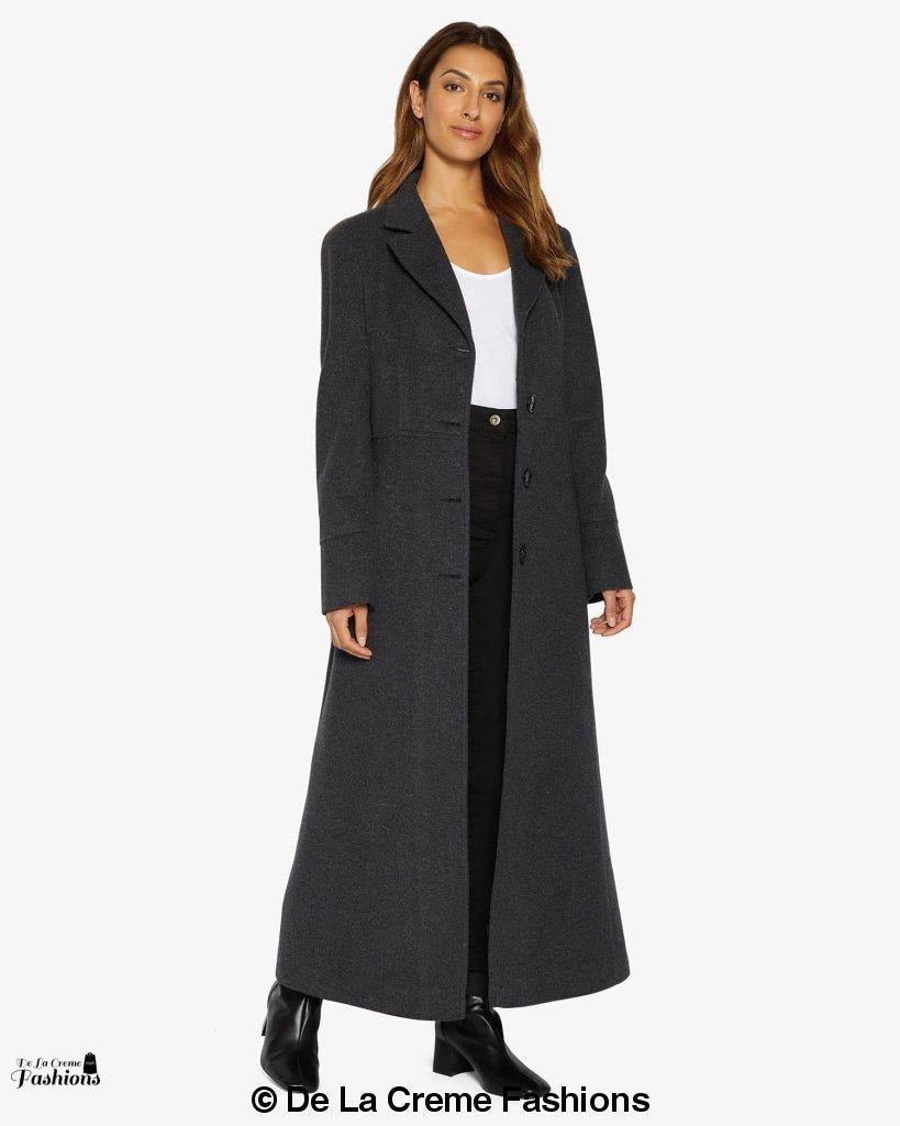 Slim Fit Wool Blend Longline Maxi Coat (1816)